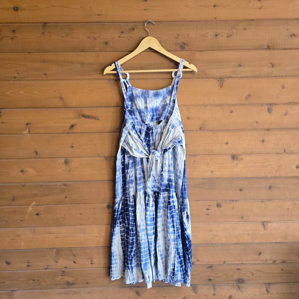 Angie Dress Midi Tie Dye Bow Tie Back Tank Top Tiered Boho Summer Ring Coastal - Picture 3 of 7